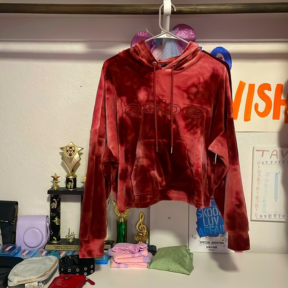 Cropped Velvet Hoodie